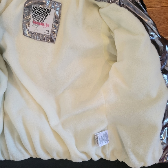 Kensie Girl Pewter Metallic Sherpa-Lined Puffer Jacket Girls size 7/8 - Picture 6 of 16